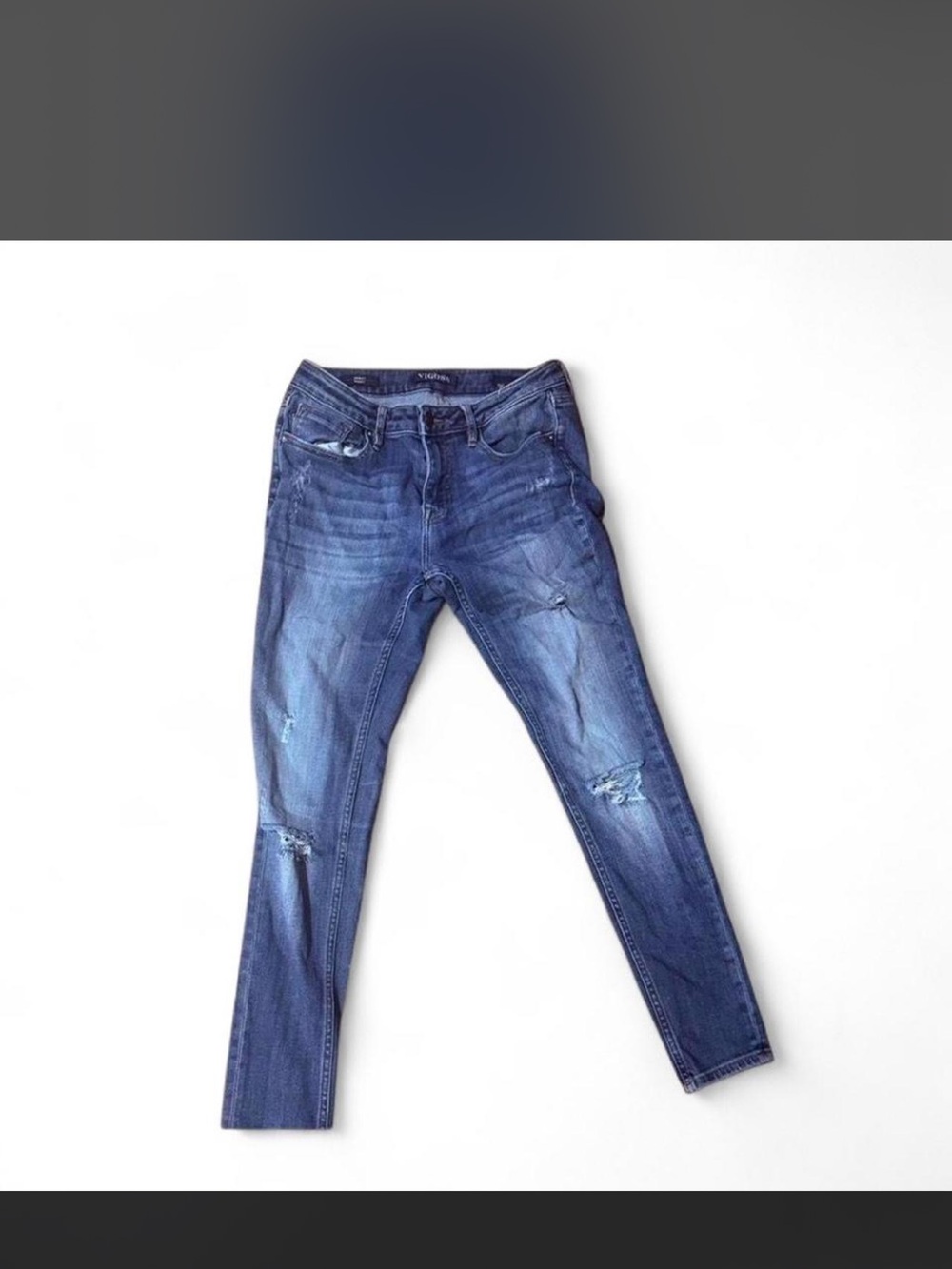 Vigoss Women's Skinny Distressed Jeans in Medium Blue Wash